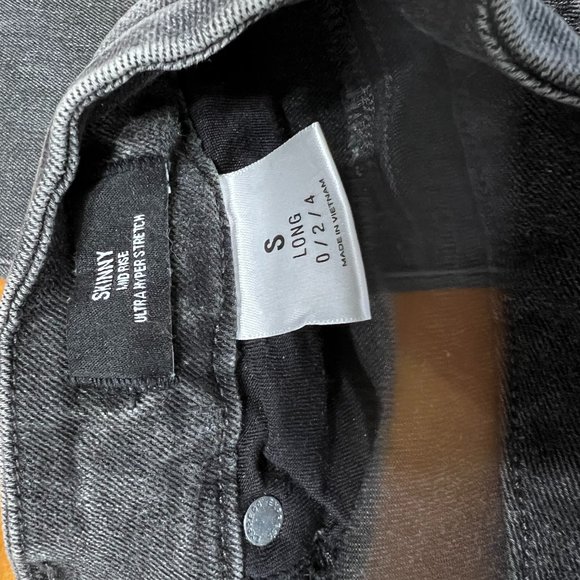 NWOT Express Gray Ultra Hyper Stretch Button Fly Skinny Jeans - Mid Rise - Picture 4 of 6